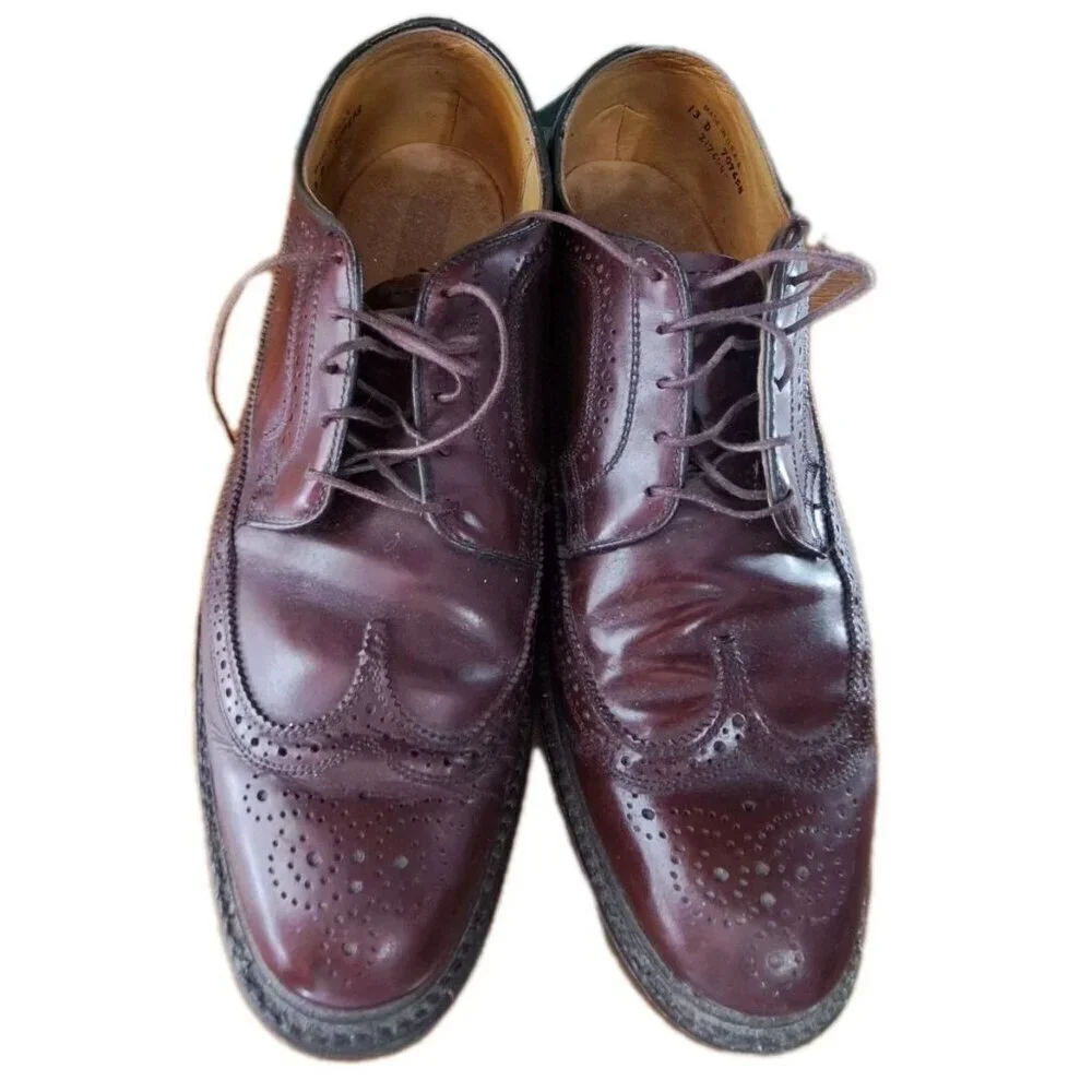 Men's 13D Brown Wingtip Brogue Oxford Leather Shoes